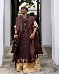 Modern Agbada with minimalist patterns and contemporary tailoring