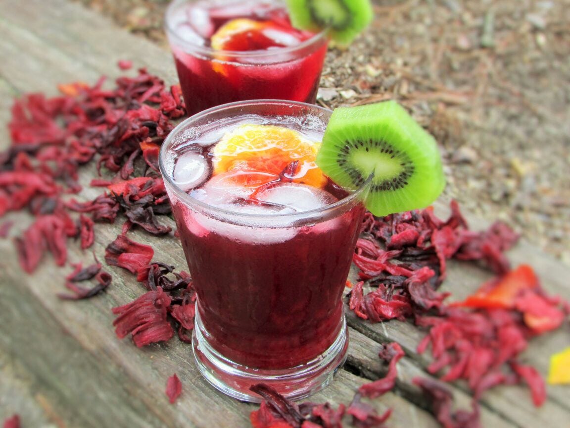 A glass of Zobo, one of the most popular Nigerian drinks made from hibiscus flowers