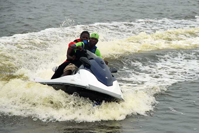 Jet skiing adventure sport for Gen Z and young adults at Lekki Leisure Lake, Nigeria