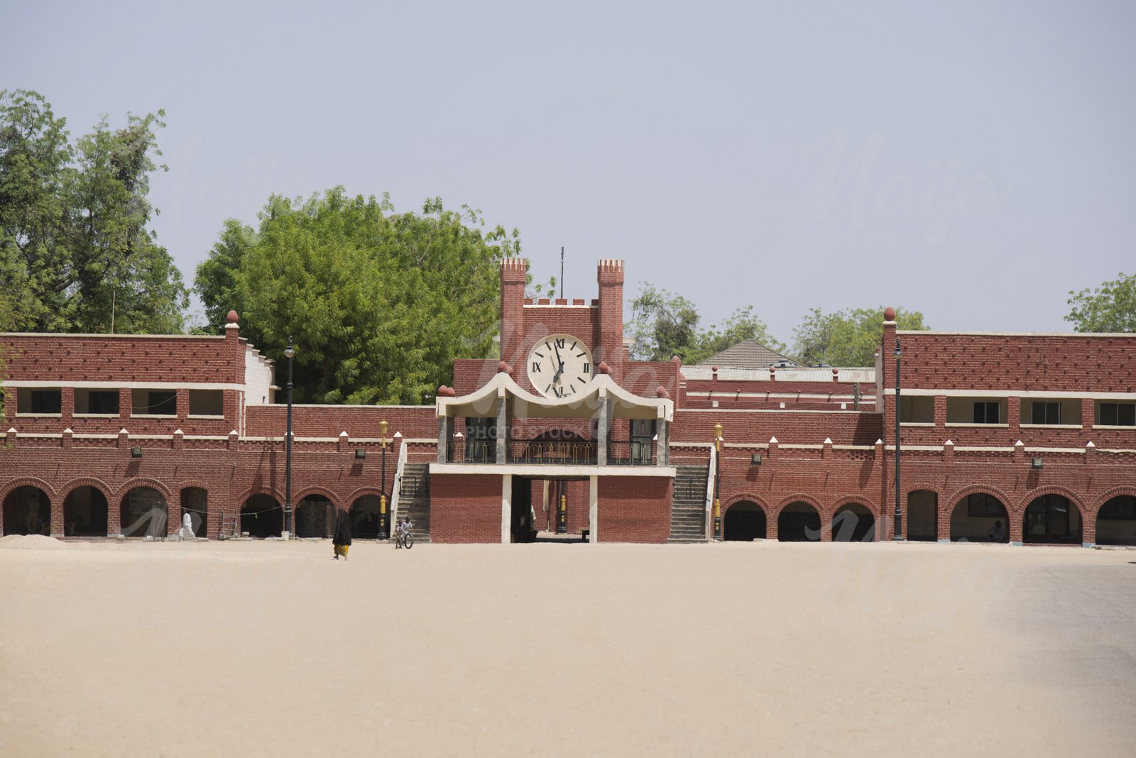 Exterior view of the Shehu of Borno Palace, showcasing traditional Kanuri architecture and intricate designs.