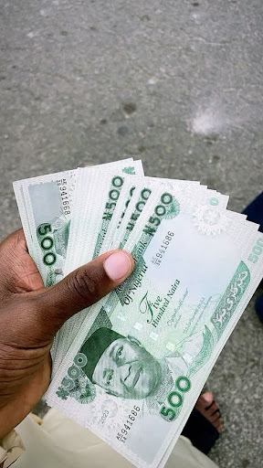 Man holding naira notes