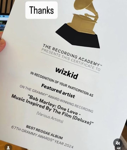 Wizkid Earns Grammy Certificate for Bob Marley Tribute Album Contribution