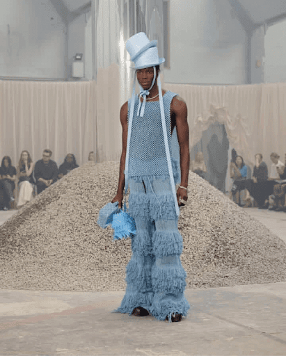  A model, modelling clothes from Iamisigo, one of Nigeria's creative industries. 