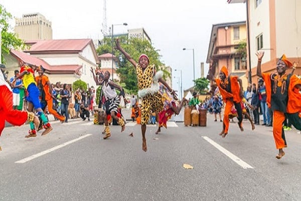 A picture of people dancing in the Epa Festival as part of Nigeria’s Top Festive Parades and Cultural Festivals.
