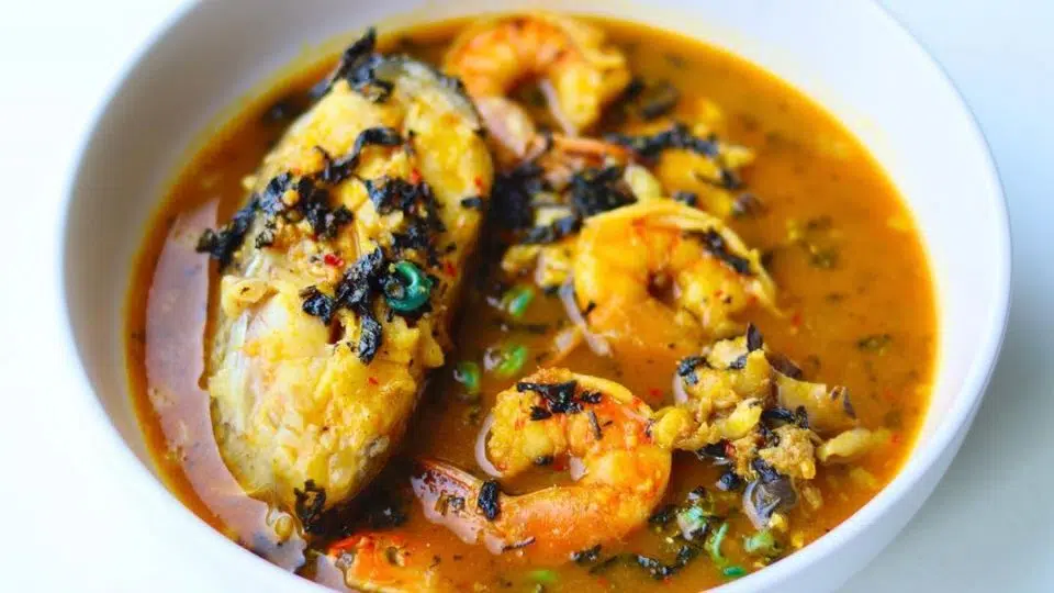 A plate of Fisherman soup, which is one of the best Christmas meals in Cross River.
