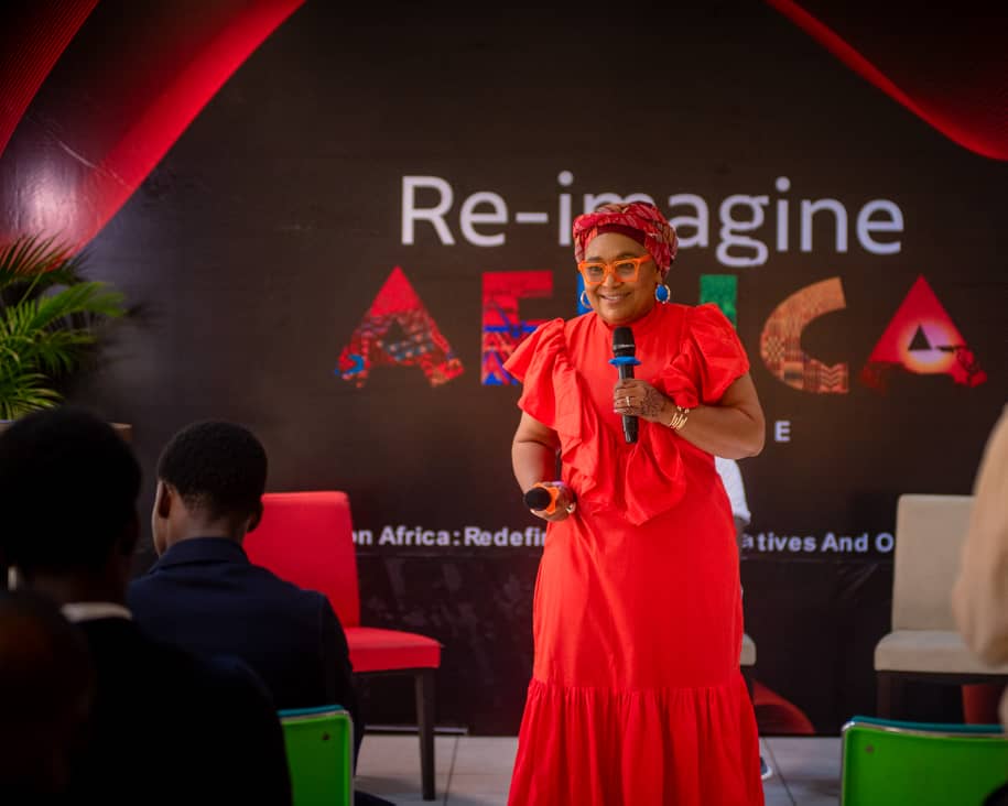 Lady giving a speech at Reimagine Africa Conference, one of the Christmas activities in Port Harcourt.
