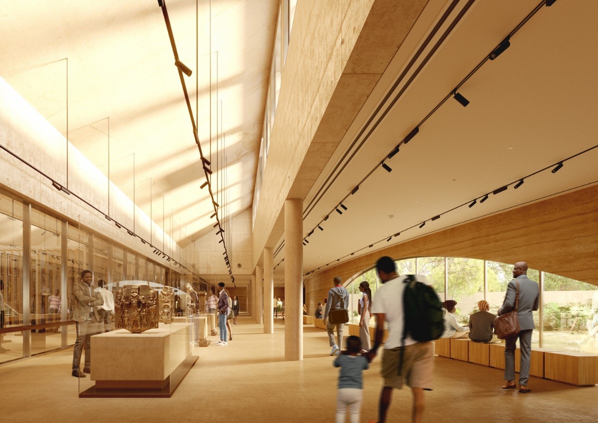 a picture of tourists looking through Nigerian galleries, showing the rise of cultural art tours.