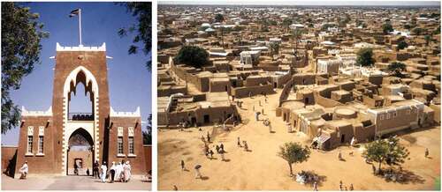 A picture of historic mud-brick buildings and mosques in Timbuktu, a major cultural and trade centre during the lost cities of the Trans-Saharan era.