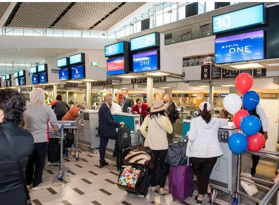 Security and Perception in African Tourism: Tourists queueing in an Airport.
