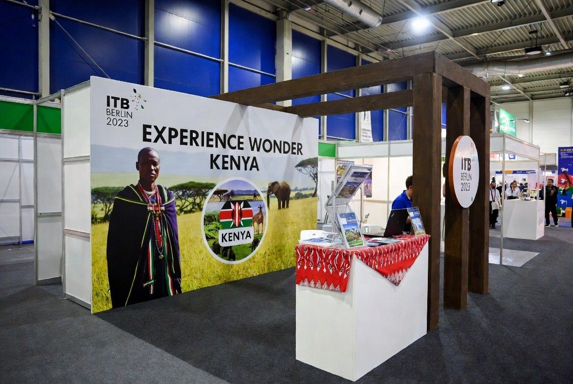 The ITB Berlin 2026 Kenya stand showing the Experience Wonder Brand