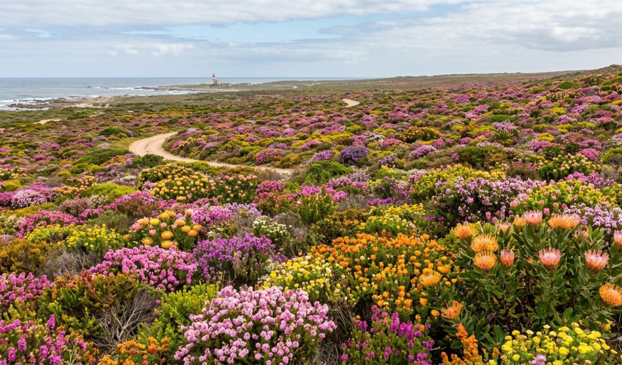 The fynbos in bloom within Agulhas National Park
