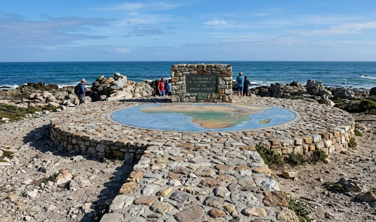 The stone monument marking Africa's southernmost tip
