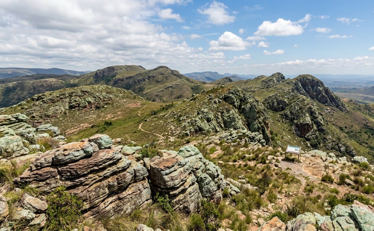 The Barberton Makhonjwa Mountains' distinctive greenstone terrain.