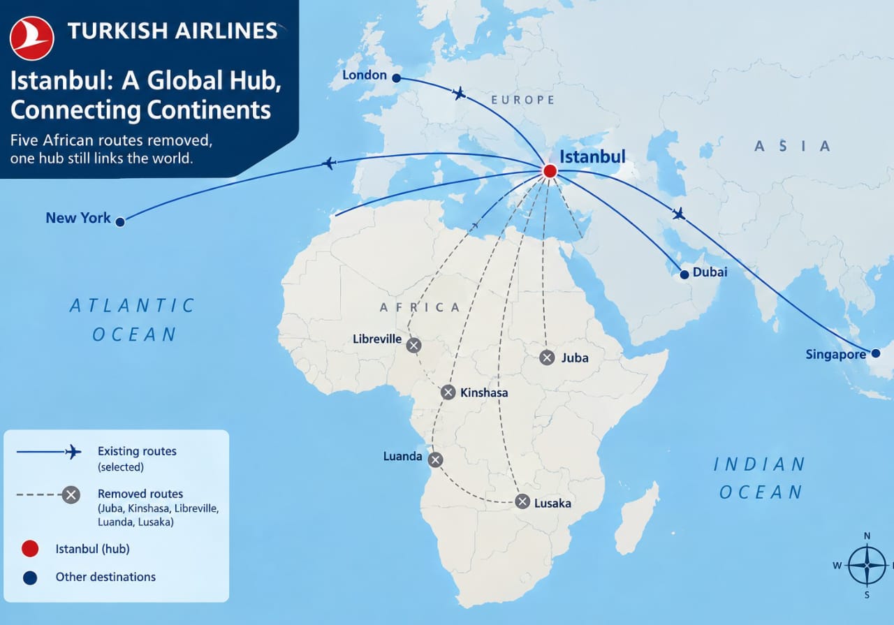 A Fifth of Turkish Airlines' Africa Route Network, Gone Quietly
