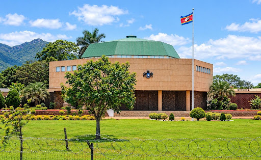 The domed parliament building in Lobamba, Eswatini